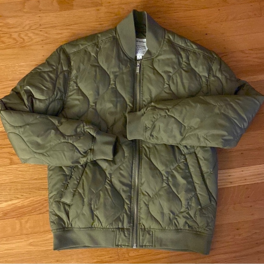 Frank & Oak Quilted Bomber Jacket Green
